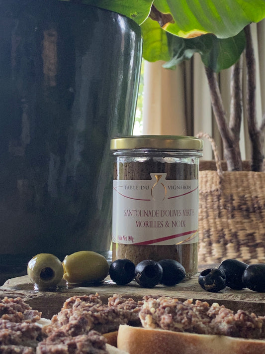 Santolinade aux olives vertes aux morilles & noix